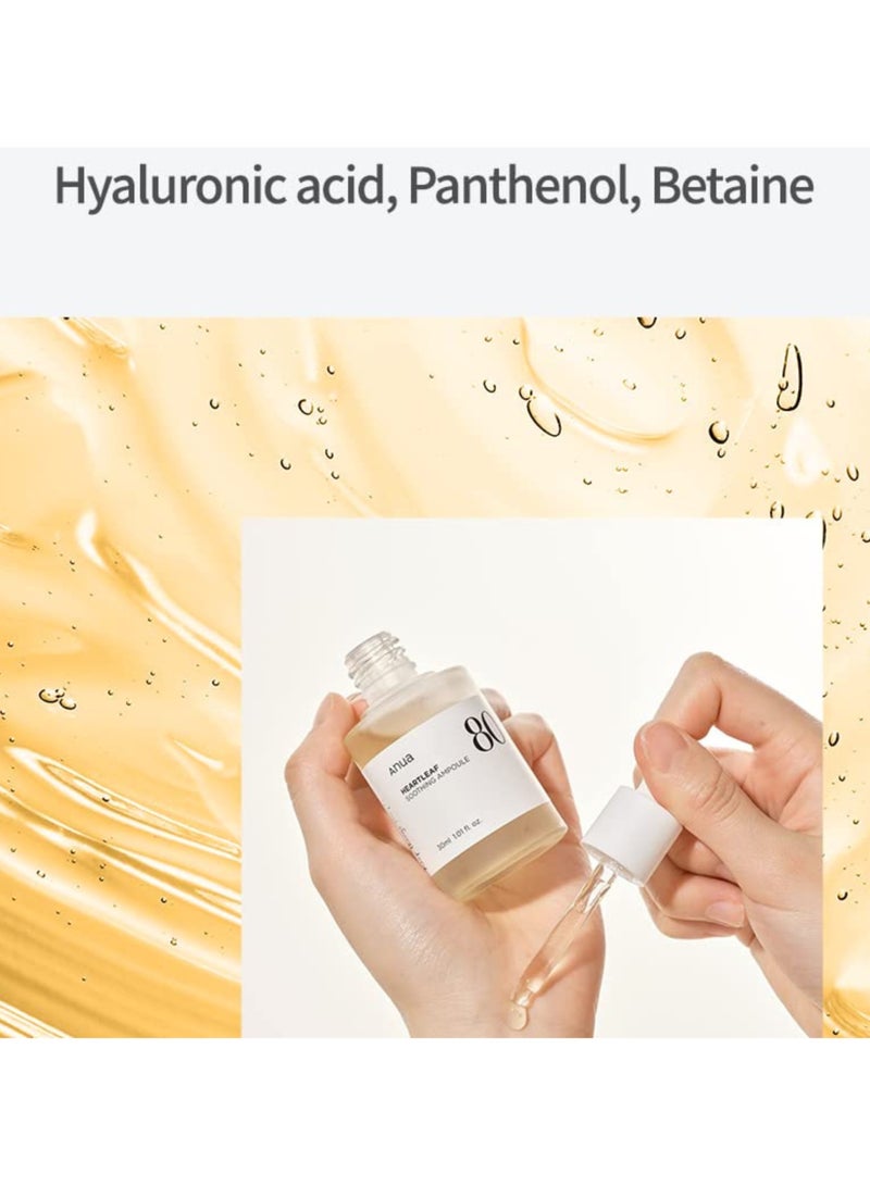 Heartleaf 80% أمبولة مهدئة غير دهنية، مصل مهدئ للبشرة عالي التركيز ومرطب بانثينول B5، جوهر علاج مهدئ للبشرة المختلطة والحساسة والعادية 1.01 أونصة سائلة /