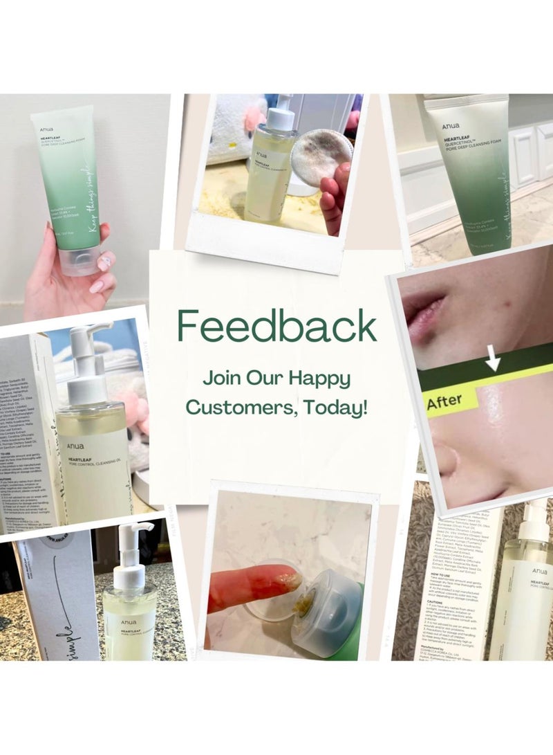 Anua Heartleaf Pore Control Cleansing Oil & Deep Cleansing Foam Korean Facial Cleansers, Daily Makeup Blackheads Removal ( 200 ml / 150 ml ) 350ml  - Image 5