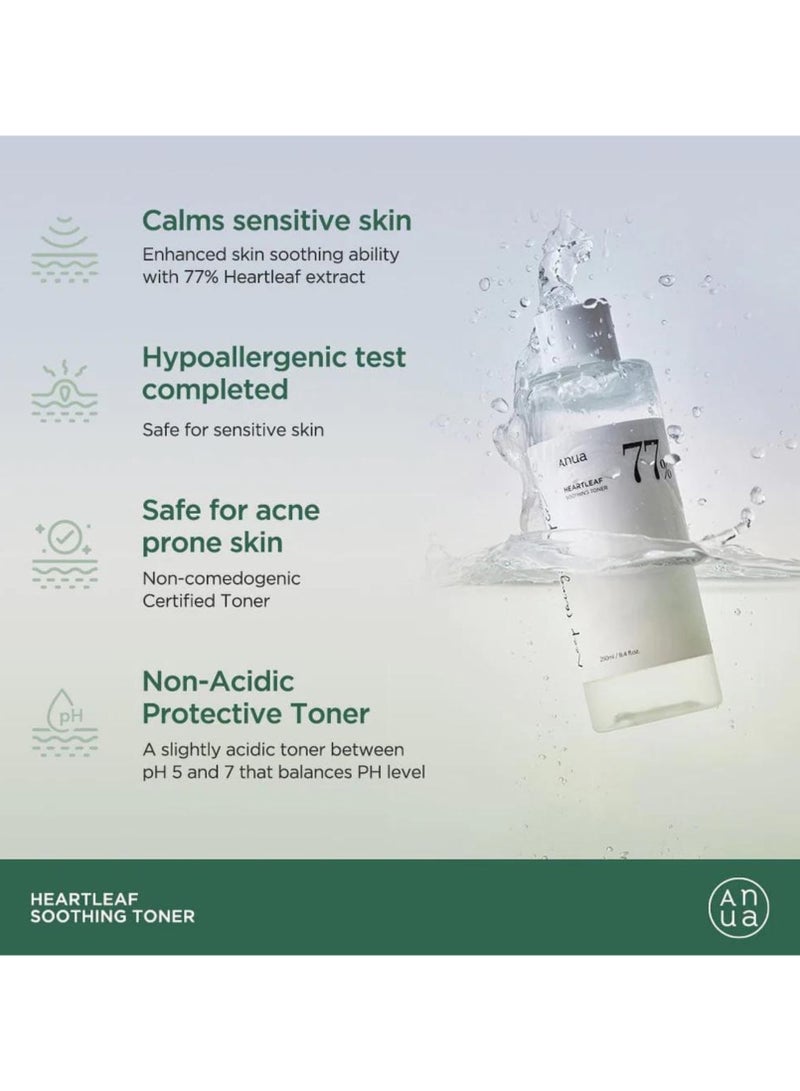 Anua Heartleaf 77% Soothing Toner I pH 5.5 & Niacinamide Serum  - Calming Skin -  Refreshing - Hydrating - Purifying -  Cruelty ( 250 ml / 30 ml ) 280ml  - Image 3