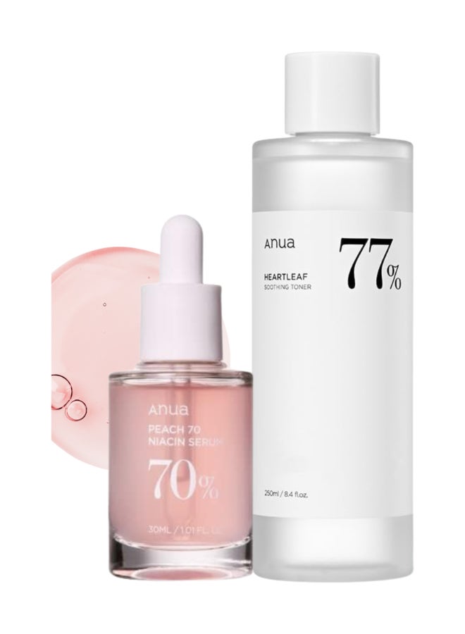 Anua Heartleaf 77% Soothing Toner I pH 5.5 & Niacinamide Serum  - Calming Skin -  Refreshing - Hydrating - Purifying -  Cruelty ( 250 ml / 30 ml ) 280ml  - Image 1