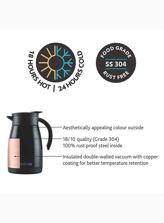 بوروسيل بروسيل إبريق شاي ستانلس ستيل معزول بالفراغ فلاسک معزول بالفراغ قدر قهوة أسود - 1 لتر أسود - Image 4