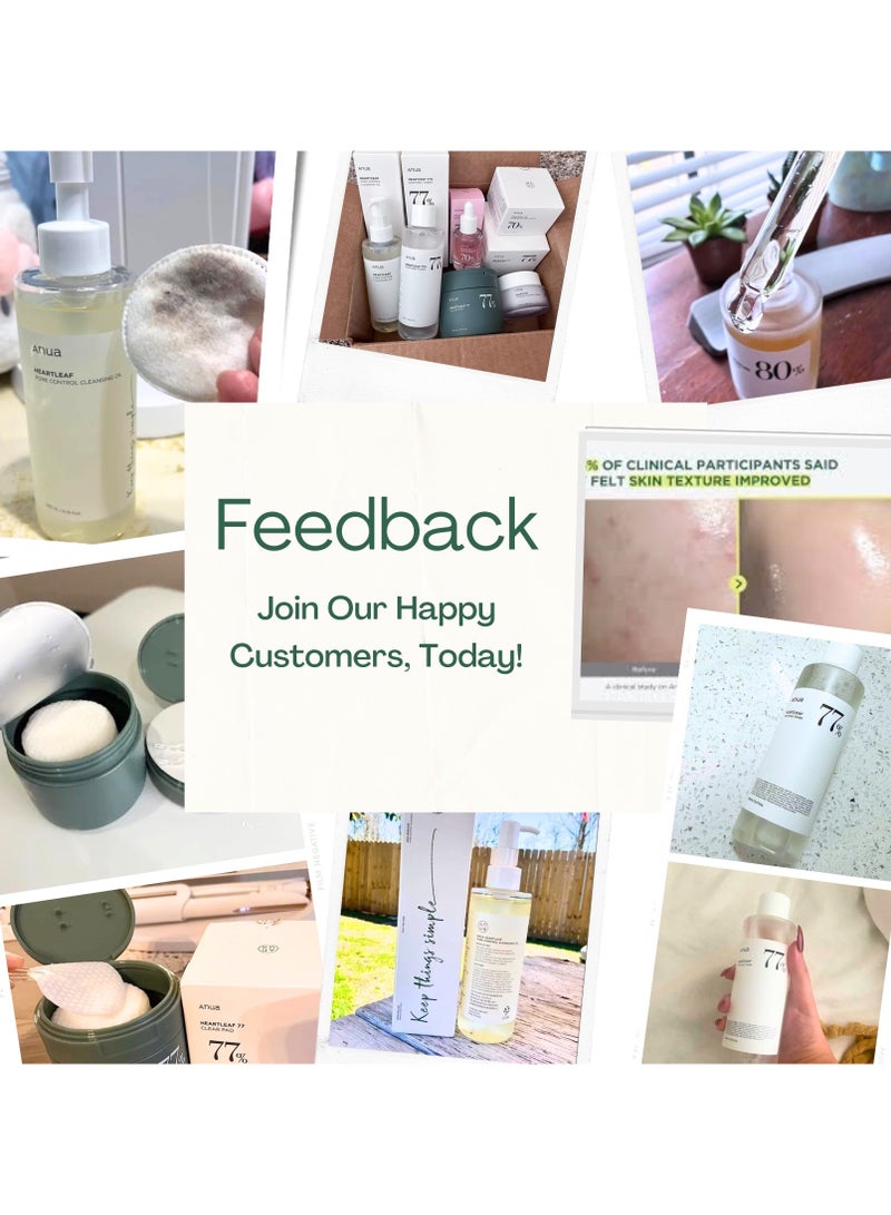 Anua Pack  ( Pore Control Cleansing Oil - Niacinamide Serum - 77% Soothing Toner I pH 5.5 - 70% Heartleaf Soothing Cream -  77% Clear 70 Pads - & Massage Roller )  - Korean Facial Skin Trouble Care 740ml  - Image 2