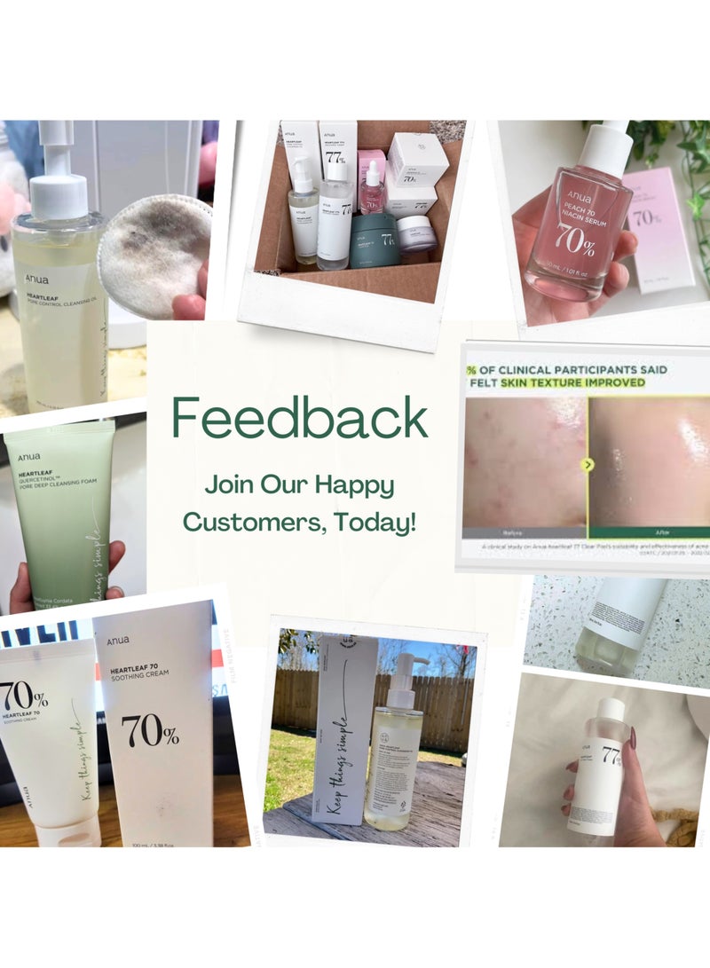 Anua Pack (Pore Control Cleansing Oil - Niacinamide Serum - 77% Soothing Toner PH 5.5 - 70% Heartleaf Soothing Cream - Intense Calming Cream - & Massage Roller) Korean Facial Skin Trouble Care 730ml  - Image 2