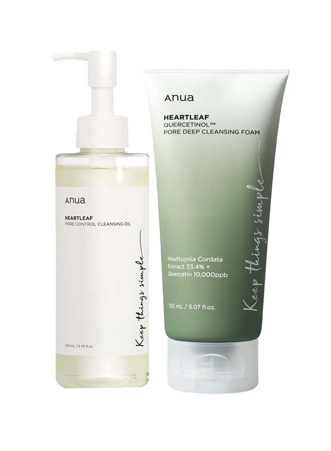 Anua Anua Heartleaf Pore Control Cleansing Oil And Deep Cleansing Foam Korean Facial Cleansers, Daily Makeup Blackheads Removal 200ml  - Image 1