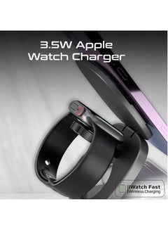 بروميت قاعدة شحن قابلة للطي 4 في 1 GaNFast 65W Magsafe مع وسادة لاسلكية 15W AirPods وApple Watch¬† شحن سريع Qualcomm QC 3.0 USB-A 45W USB-C منفذ توصيل الطاقة أسود  - Image 5