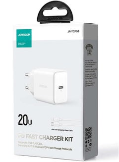 JOYROOM JR-TCF06 Flash Series EU 20W PD Single Port Charger with Cable, 1 Meter Length - White  - Image 2