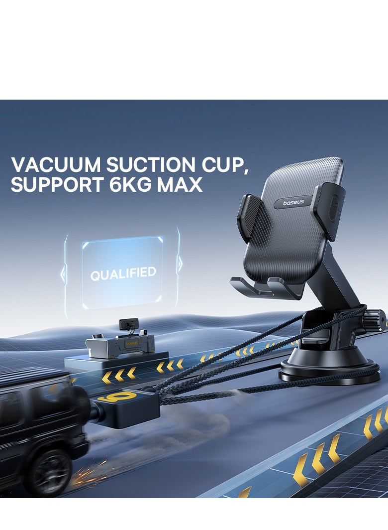 Baseus UltraControl Go Series Dashboard & Windshield Universal Car Mount Phone Holder Desk Stand With Vacuum Suction Cup Base And Telescopic Arm For iPhone, Samsung, Google, Huawei, Nokia, Other Smartphones Black - Image 4