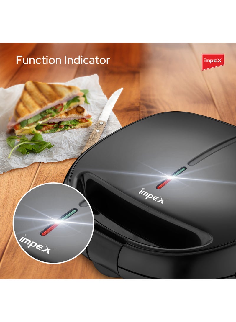 Impex - 3-In-1 Sandwich Maker Grill And Waffle Maker Non-Stick & Removable Plates Indicator Lights And Safety Lock 850 W SW 3605 Black - Image 1