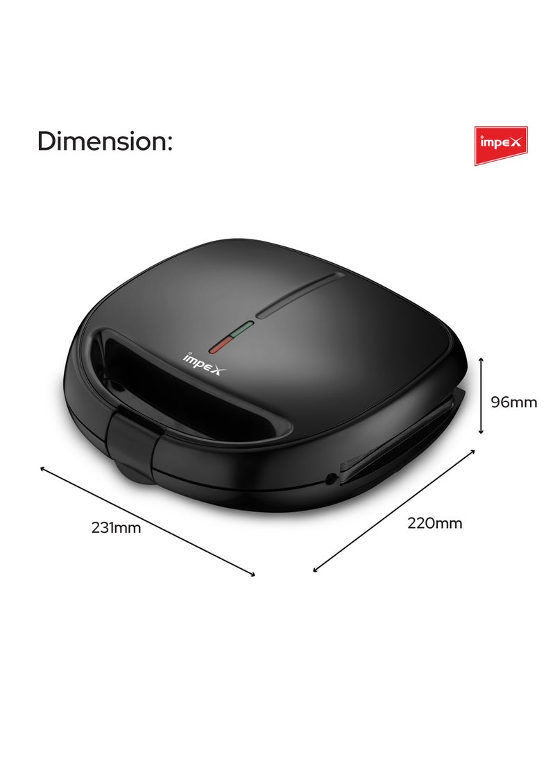 Impex - 3-In-1 Sandwich Maker Grill And Waffle Maker Non-Stick & Removable Plates Indicator Lights And Safety Lock 850 W SW 3605 Black - Image 1
