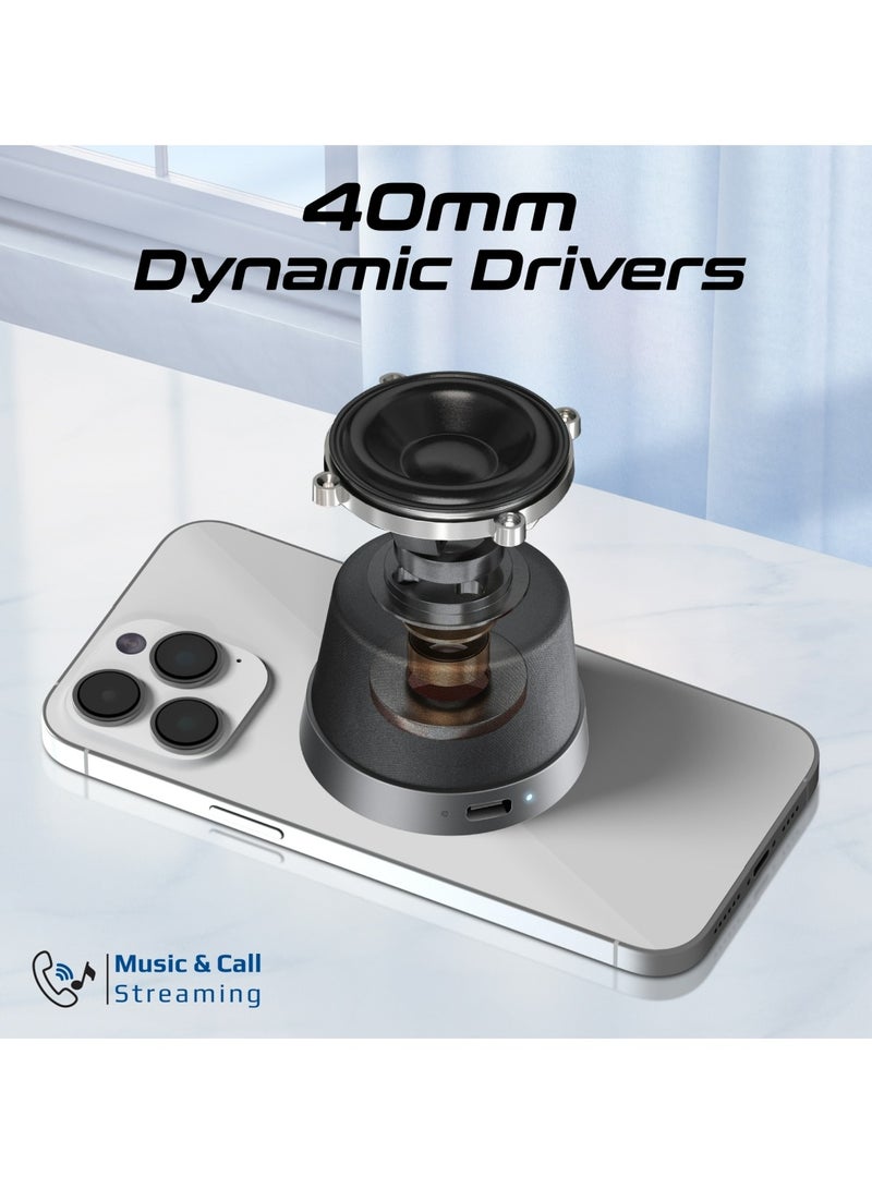PROMATE - Bluetooth Magnetic Base Speaker, 3W True Wireless Portable Speaker with HD Sound, 40mm Dynamic Drivers, Long-Lasting 12H Playtime, and Bluetooth V5.3 for iPhone 16, Galaxy S25, Punch - Black - Image 1