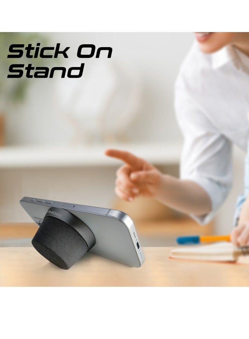 PROMATE - Bluetooth Magnetic Base Speaker, 3W True Wireless Portable Speaker with HD Sound, 40mm Dynamic Drivers, Long-Lasting 12H Playtime, and Bluetooth V5.3 for iPhone 16, Galaxy S25, Punch - Black - Image 1