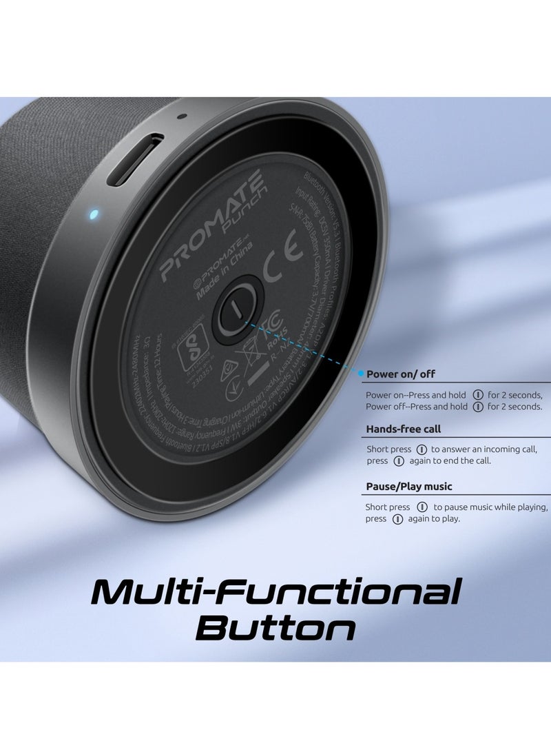 PROMATE - Bluetooth Magnetic Base Speaker, 3W True Wireless Portable Speaker with HD Sound, 40mm Dynamic Drivers, Long-Lasting 12H Playtime, and Bluetooth V5.3 for iPhone 16, Galaxy S25, Punch - Black - Image 1