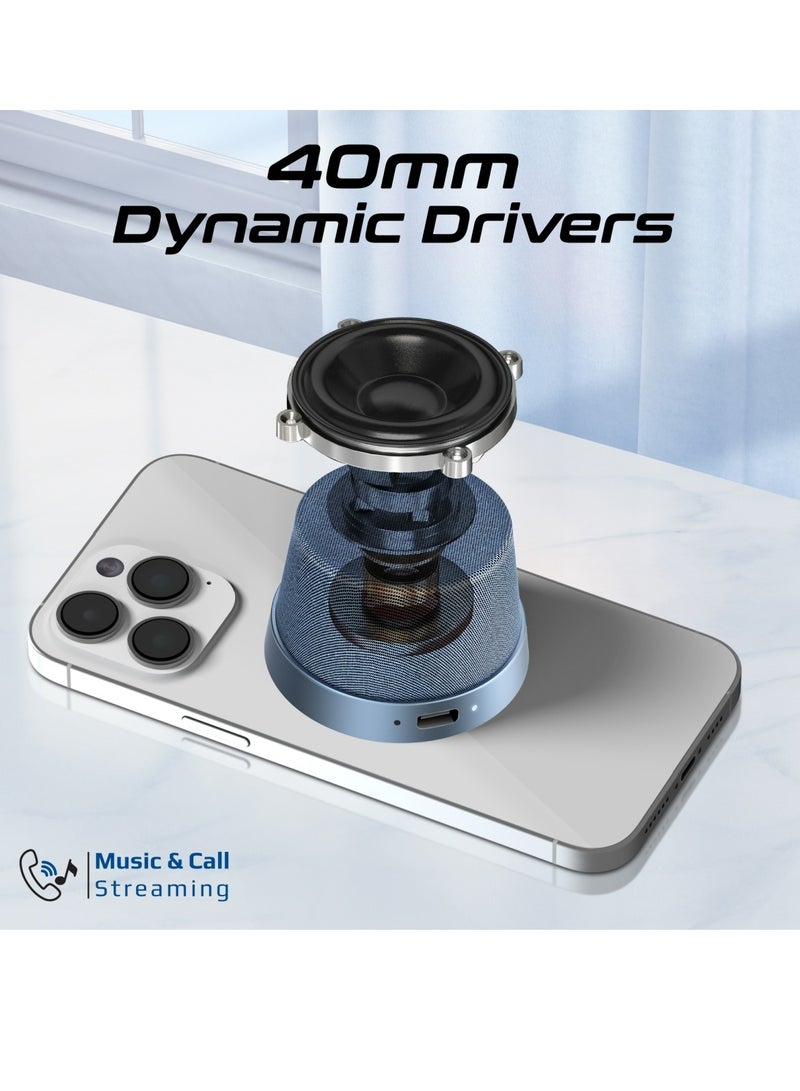 PROMATE Bluetooth Magnetic Base Speaker, 3W True Wireless Portable Speaker With Hd Sound, 40Mm Dynamic Drivers, Long-Lasting 12H Playtime, And Bluetooth V5.3 For iPhone 17, Galaxy S25, Punch - Navy Blue - Image 2