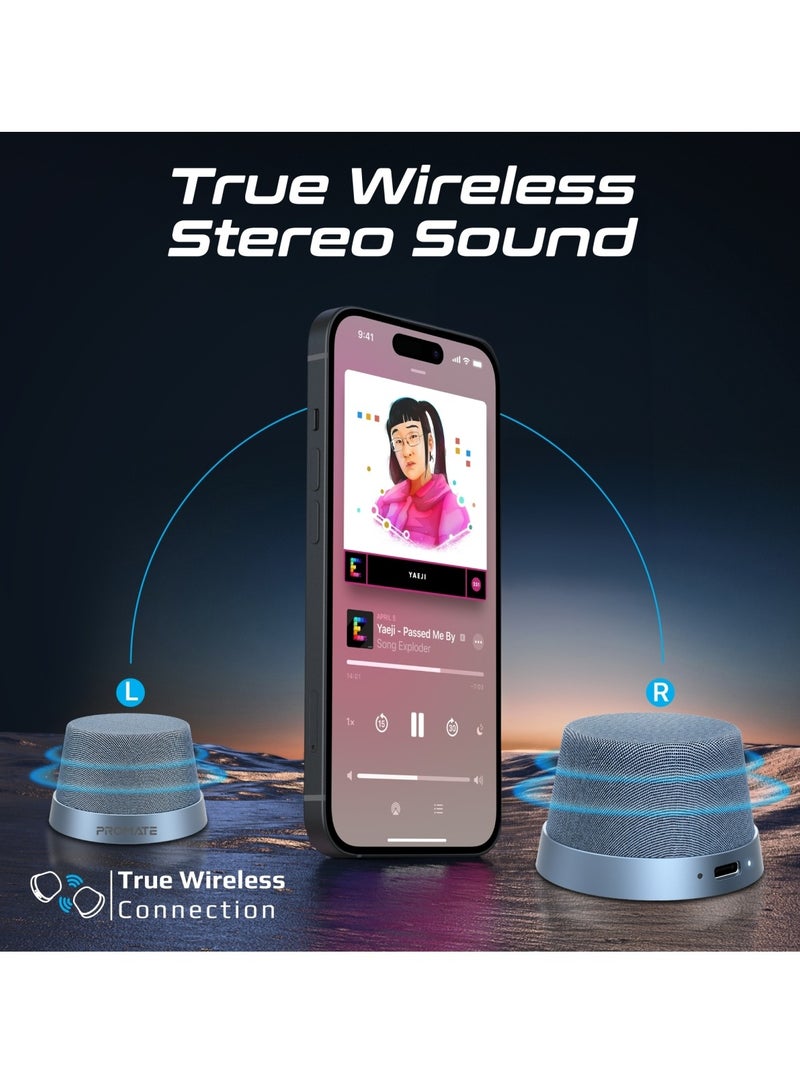 PROMATE Bluetooth Magnetic Base Speaker, 3W True Wireless Portable Speaker With Hd Sound, 40Mm Dynamic Drivers, Long-Lasting 12H Playtime, And Bluetooth V5.3 For iPhone 17, Galaxy S25, Punch - Navy Blue - Image 3