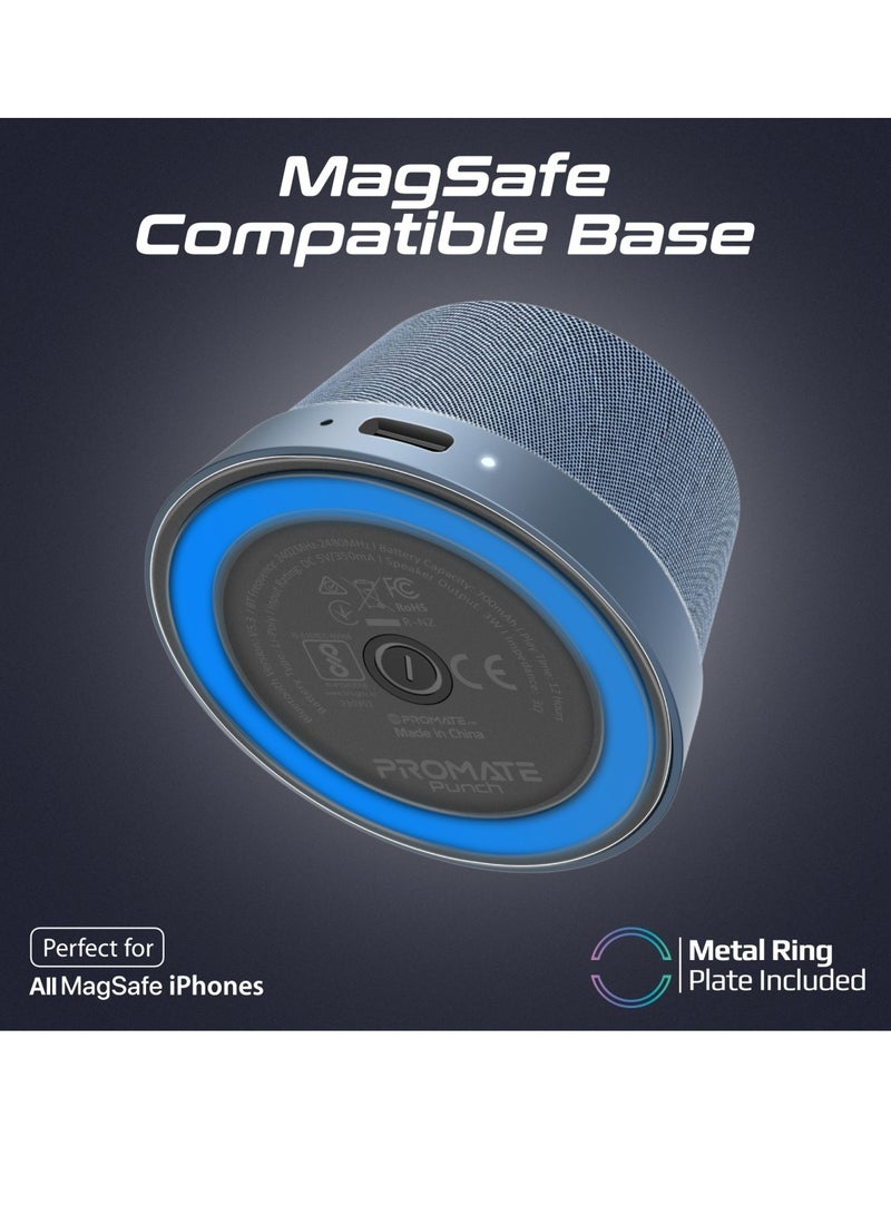PROMATE Bluetooth Magnetic Base Speaker, 3W True Wireless Portable Speaker With Hd Sound, 40Mm Dynamic Drivers, Long-Lasting 12H Playtime, And Bluetooth V5.3 For iPhone 17, Galaxy S25, Punch - Navy Blue - Image 4