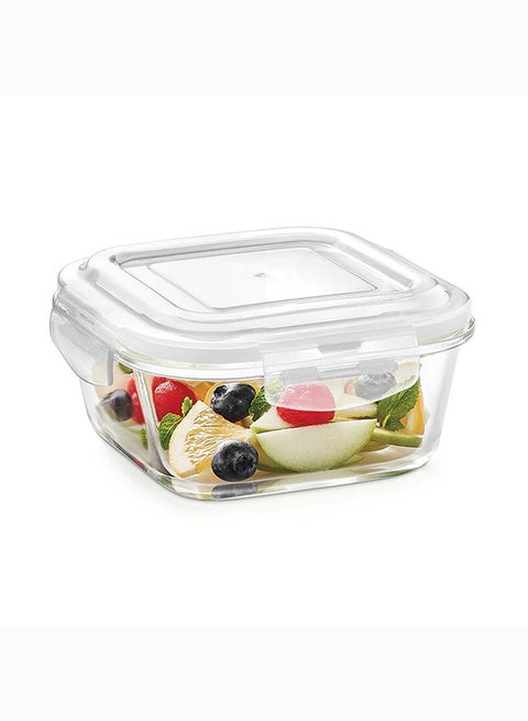 Borosil Klip-N-Store Square Glass Storage Container With Air Tight Lid Food Storage Container Microwave Safe Container 800 ml 800ml