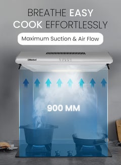 Nobel 90 cm Built-in Hoods, Slim Hood, #430SS,  Push Button, 3 Speeds, 3 Layer Aluminum Filter with Metal Handle (3pcs), 2x40W Normal Lamp Bulb, 1x65W Motor, 220m3/h, Efficient Kitchen Ventilation Solution 65 W NCH90ST Silver  - Image 5