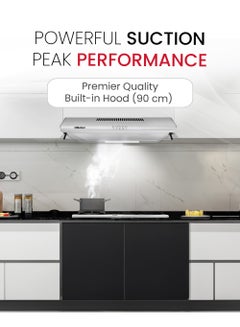 Nobel 90 cm Built-in Hoods, Slim Hood, #430SS,  Push Button, 3 Speeds, 3 Layer Aluminum Filter with Metal Handle (3pcs), 2x40W Normal Lamp Bulb, 1x65W Motor, 220m3/h, Efficient Kitchen Ventilation Solution 65 W NCH90ST Silver  - Image 3