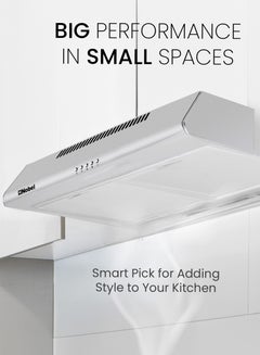Nobel 90 cm Built-in Hoods, Slim Hood, #430SS,  Push Button, 3 Speeds, 3 Layer Aluminum Filter with Metal Handle (3pcs), 2x40W Normal Lamp Bulb, 1x65W Motor, 220m3/h, Efficient Kitchen Ventilation Solution 65 W NCH90ST Silver  - Image 4