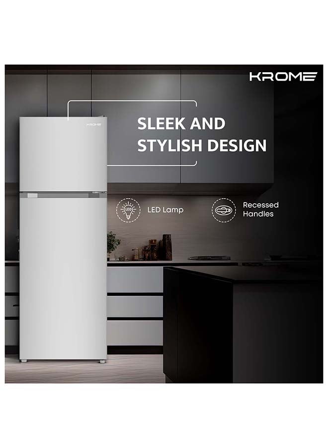 Krome 535 Liter Gross Top Mount Double Door Refrigerator, No Frost Cooling System, LED Display, Convenient Shelves For Easy Access, 10 Year Compressor Warranty KR-RFF 565 IM Inox - Image 1