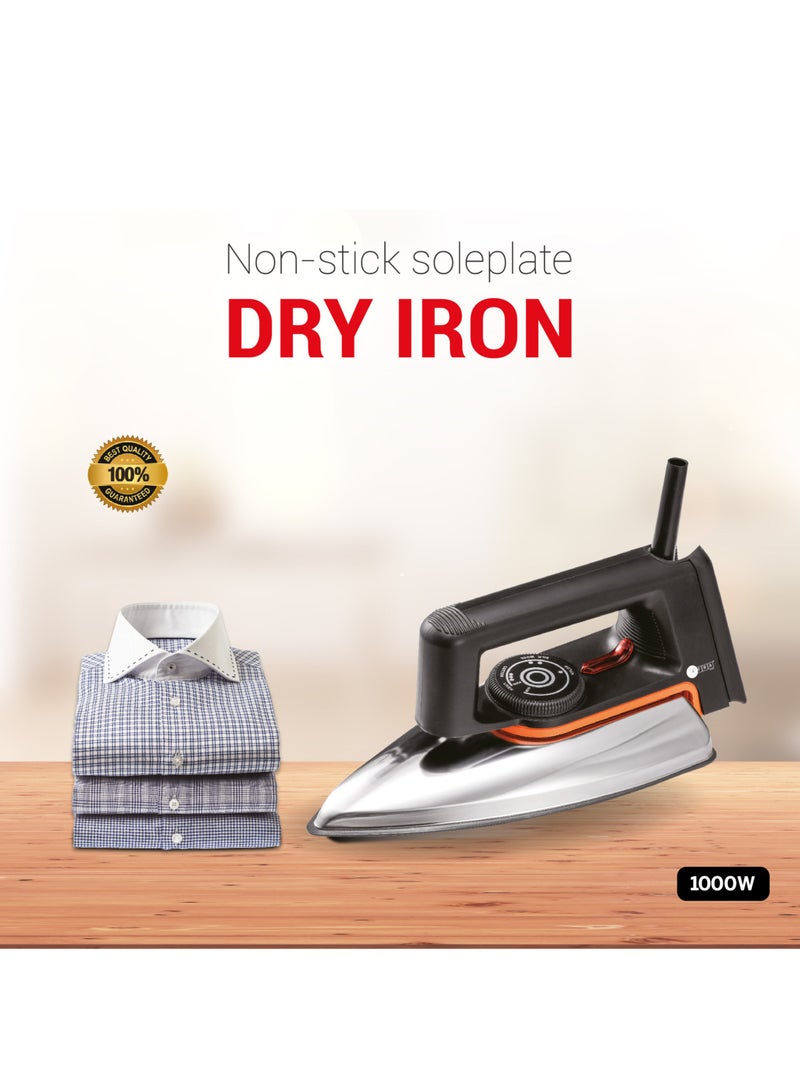 AFRA AFRA Dry Iron 1000W Teflon Soleplate Thermostat Dial 1.2M Swivel Cord Pilot Light Ergonomic Handle Silver Finish G-MARK ESMA ROHS and CB Certified 1000 W AF-1000DIBK Silver  - Image 5