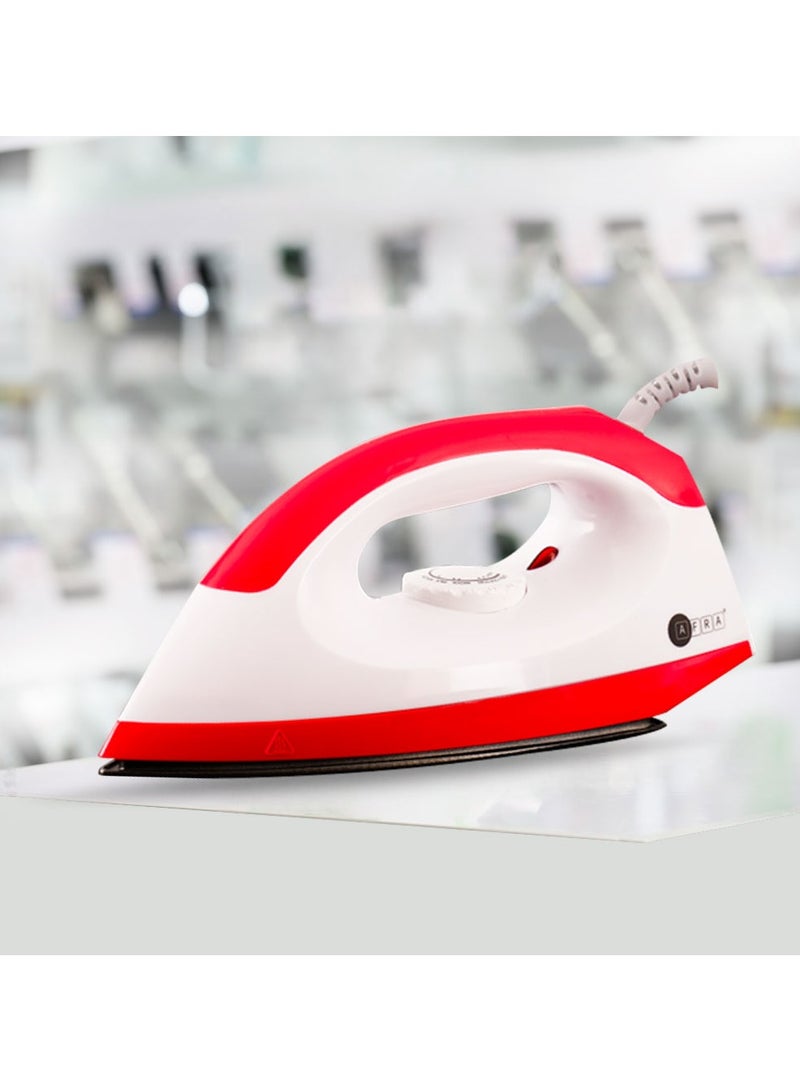 AFRA AFRA Dry Iron, 1000W, WHITE/RED, Non-Stick Soleplate, Indicator Light, Overheat Protection, Temperature Knob, Smooth Ironing, White/Grey, G-MARK, ESMA, ROHS, and CB Certified, 2 years Warranty 1000 W AF-1000IRRD White and Red  - Image 1