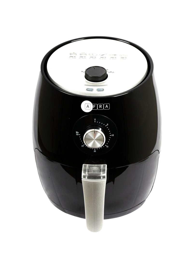AFRA Air Fryer |2.5L |  1300-1500W | Oil-Free Cooking | Adjustable Temperature & Timer | Rapid Air Circulation | Overheat Protection | Non-Slip Feet | Cool-Touch Handle|2-Year Warranty 2.5 L 1500 W AF-2515AFBK Black  - Image 2
