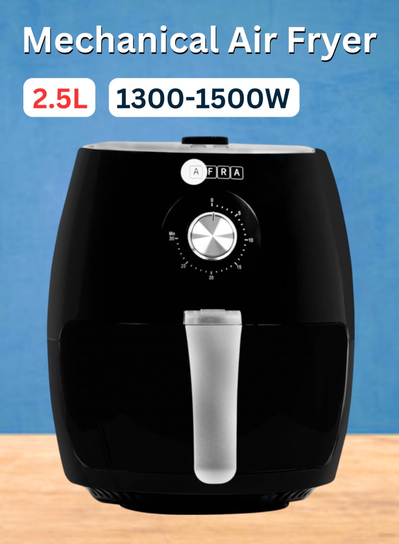 AFRA Air Fryer |2.5L |  1300-1500W | Oil-Free Cooking | Adjustable Temperature & Timer | Rapid Air Circulation | Overheat Protection | Non-Slip Feet | Cool-Touch Handle|2-Year Warranty 2.5 L 1500 W AF-2515AFBK Black  - Image 1