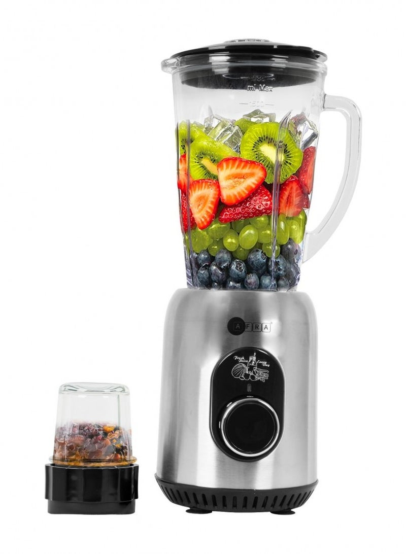 AFRA 2 In 1 Blender, 5 Speed Settings, 1.8 Liter Capacity, Glass Blender Jar & Grinder Jar, 6 Cutting Blades, 5 Speed Settings, G-Mark, ESMA, RoHS, And CB Certified, 2 Years Warranty 1.8 L 600 W AF-610BLSL Silver - Image 5