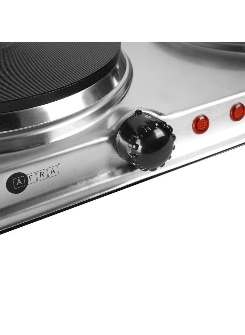 عفرا AFRA, Double Electric Hotplate, 2500W, Thermostatic Control, Stainless Steel, Overheat Protection, G-MARK, ESMA, ROHS, and CB Certified, AF-2500HPSS, 2 years Warranty 2500 W AF-2500HPSS Silver  - Image 3