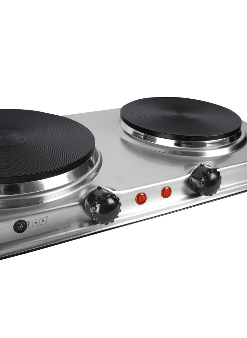 عفرا AFRA, Double Electric Hotplate, 2500W, Thermostatic Control, Stainless Steel, Overheat Protection, G-MARK, ESMA, ROHS, and CB Certified, AF-2500HPSS, 2 years Warranty 2500 W AF-2500HPSS Silver  - Image 2