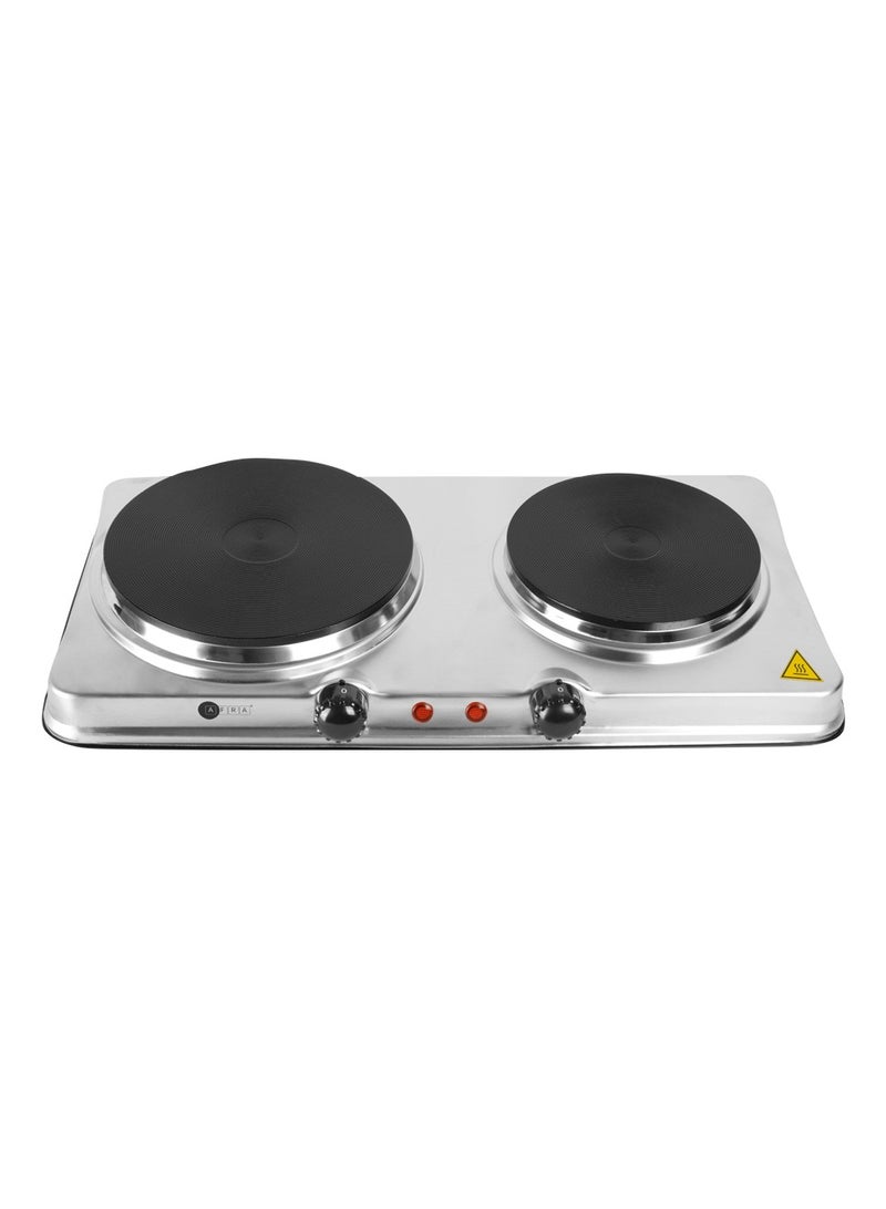 عفرا AFRA, Double Electric Hotplate, 2500W, Thermostatic Control, Stainless Steel, Overheat Protection, G-MARK, ESMA, ROHS, and CB Certified, AF-2500HPSS, 2 years Warranty 2500 W AF-2500HPSS Silver  - Image 1