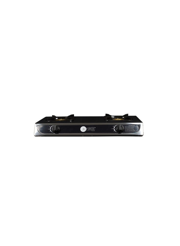 AFRA - AFRA Two Burner Gas Stove, Two Burners, Battery Powered Ignition, Stainless Steel, Double Injection, G-MARK, ESMA, ROHS, and CB Certified, AF-0002GSSS, 2 years warranty AF-0002GSSS Silver - Image 1
