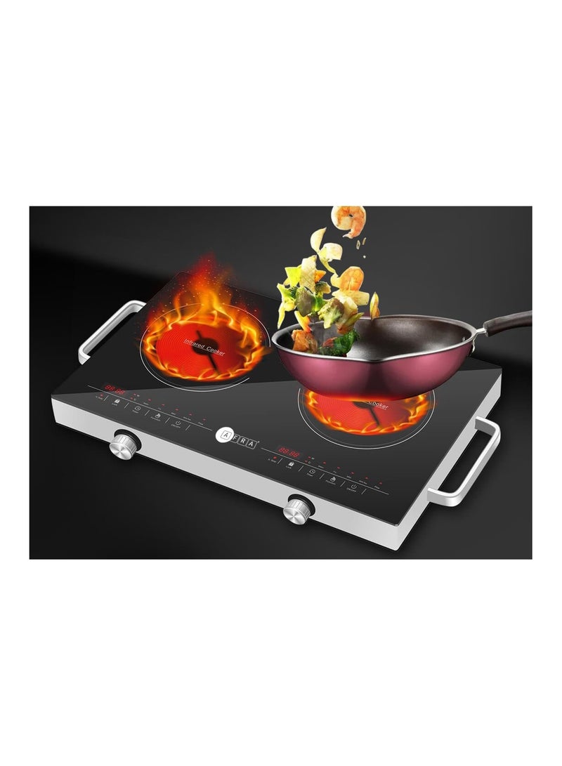 Infrared Cooker | 3000W Power |  8 Power/Temperature Levels | 3-Hour Timer | Touch & Knob Control | Child Lock | High-Quality Crystal Plate | 2-Year Warranty AF-3000ICBK Black