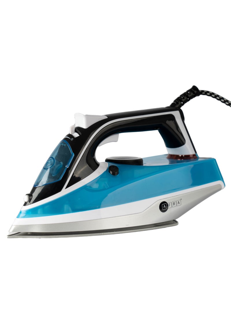AFRA AFRA Steam Iron, 2200 W, Ceramic Coat Soleplate, Heat Distribution, Fast Heat-Up, Double Safety, White/Grey/Blue, G-MARK, ESMA, ROHS, and CB Certified, AF-2200IRBL, with 2 years Warranty 1.3 kg 2200 W AF-2200IRBL Blue  - Image 1
