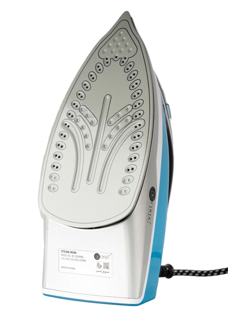 AFRA AFRA Steam Iron, 2200 W, Ceramic Coat Soleplate, Heat Distribution, Fast Heat-Up, Double Safety, White/Grey/Blue, G-MARK, ESMA, ROHS, and CB Certified, AF-2200IRBL, with 2 years Warranty 1.3 kg 2200 W AF-2200IRBL Blue  - Image 4