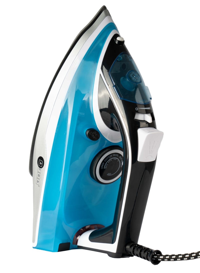 AFRA AFRA Steam Iron, 2200 W, Ceramic Coat Soleplate, Heat Distribution, Fast Heat-Up, Double Safety, White/Grey/Blue, G-MARK, ESMA, ROHS, and CB Certified, AF-2200IRBL, with 2 years Warranty 1.3 kg 2200 W AF-2200IRBL Blue  - Image 3