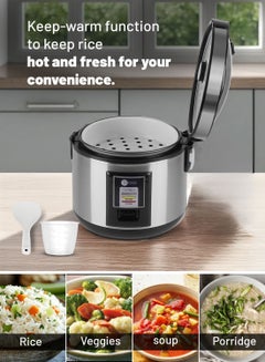 AFRA Rice Cooker | 1.8L Capacity | 700W | Automatic Keep Warm Function | Non-Stick Coating | Detachable Power Cord | Measuring Cup & Spoon | 1-Year Warranty 1.8 L 700 W AF-1870DRSS Black  - Image 2