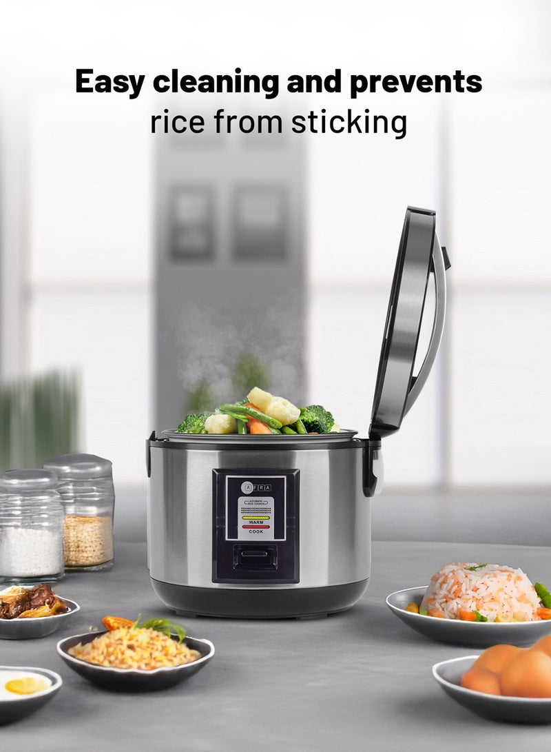 AFRA - Rice Cooker | 1.8L Capacity | 700W | Automatic Keep Warm Function | Non-Stick Coating | Detachable Power Cord | Measuring Cup & Spoon | 1-Year Warranty 1.8 L 700 W AF-1870DRSS Black - Image 1