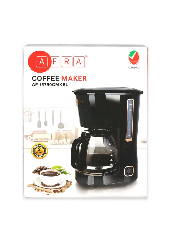 AFRA Coffee Maker, 1.5L Capacity, 750W, Anti-Drip, Removable Filter, Automatic Shut Off, G-Mark, ESMA, RoHS, CB certified, AF-15750CMKBL, 2 Years Warranty 1.5 L 750 W AF-15750CMKBL Black - Image 4