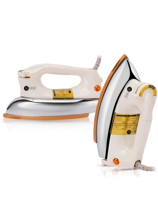 AFRA Automatic Dry Iron, 2kg, Non-Stick Soleplate, Gold Teflon Coating, Heat Distribution, Ergonomic Handle, Thermal Control, 6 Settings, Auto Cut-Off, AF-2000DIWH, 2-year warranty 1000 W AF-2000DIWH White & Gold - pnsku/N70068943V/45/_/1714966259/50ac159c-c169-4279-aab7-1eb91245b065