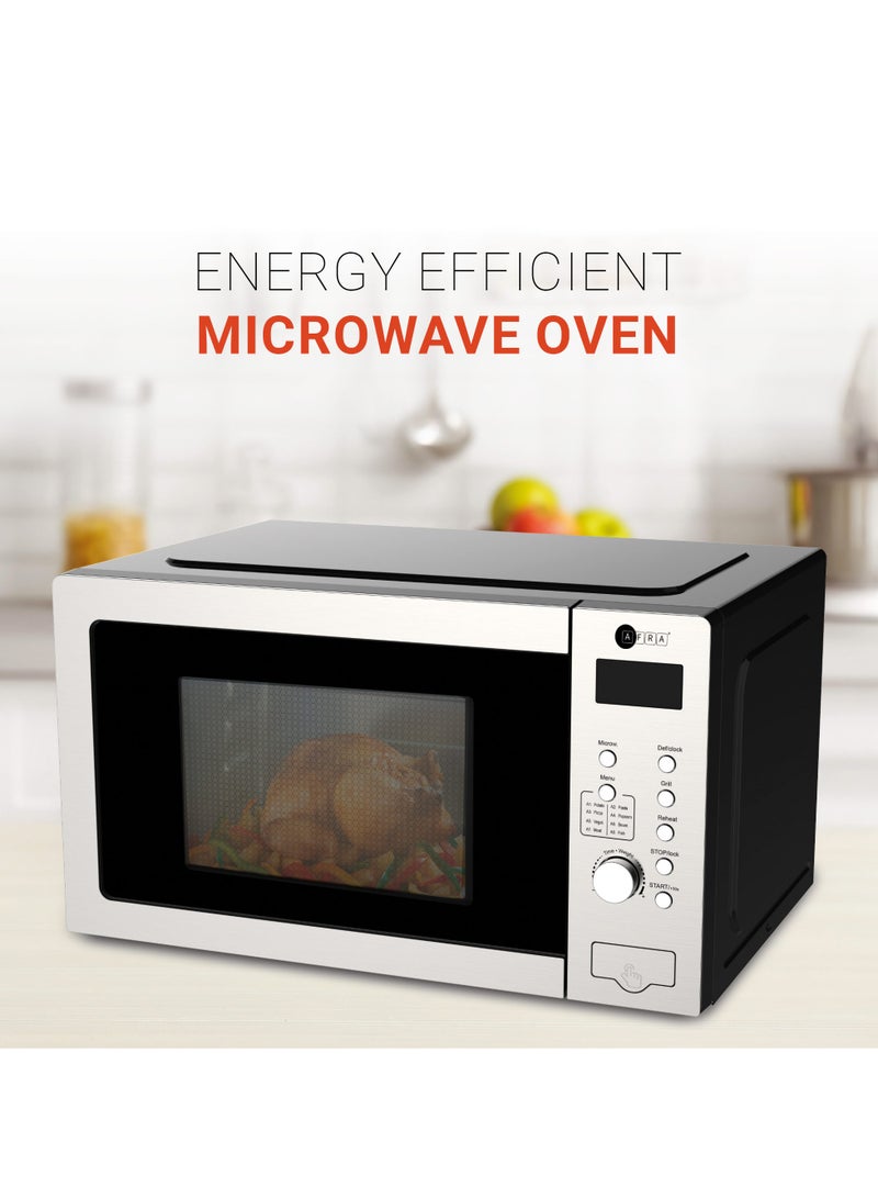 AFRA - Digital Microwave Oven | 30L Capacity | 1200W Grill Power | Digital Control | Auto Cooking & Defrost | Child Safety Lock | 2-Year Warranty 30 L 1200 W AF-3012MWSL Silver - Image 1