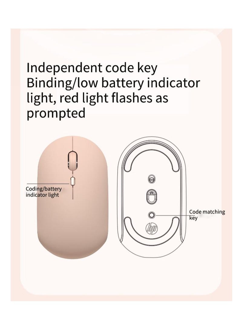 HP M241 Wireless Mouse Office Mouse Home Business Office Laptop Desktop USB Interface Plug and Play Light Sound Mouse Wireless Milk tea  - Image 4