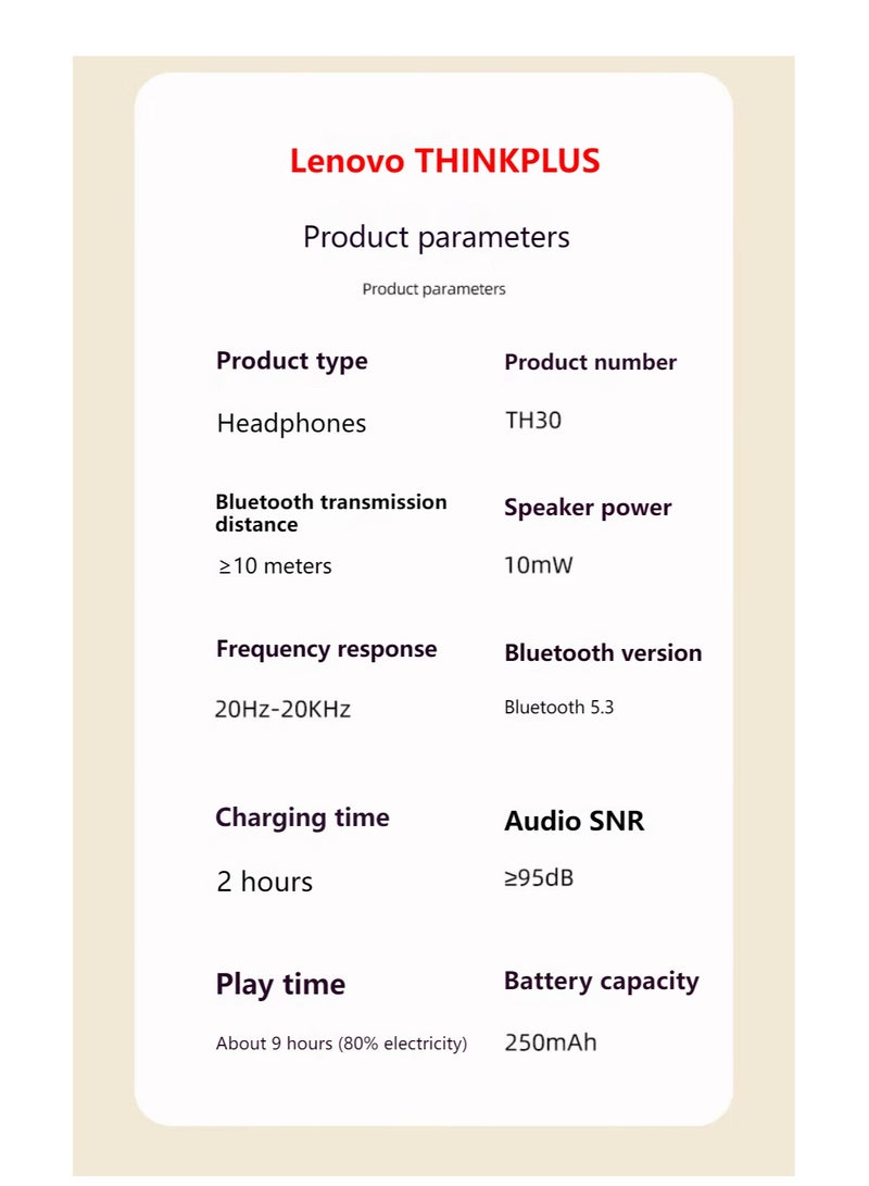 Lenovo Thinkplus TH30 Music Sports Wireless Headphones Beige  - Image 5