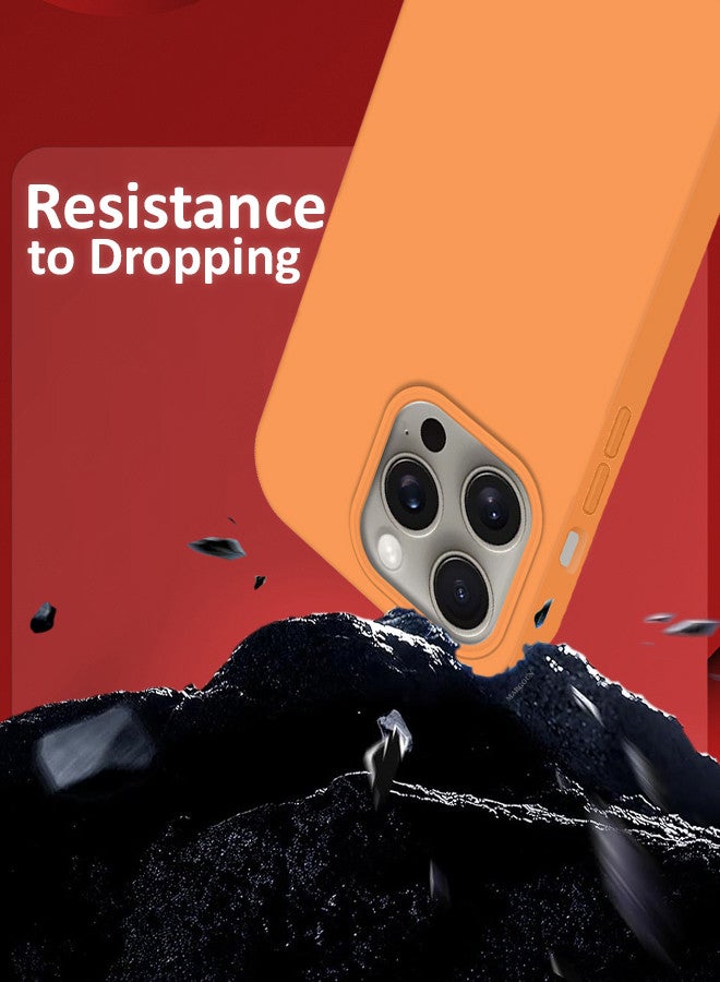 MARGOUN iPhone 15 Pro Case Silicone Case Full Body Protective Cover Shockproof Slim Phone Case Anti-Scratch Soft Microfiber Lining Orange - Image 4