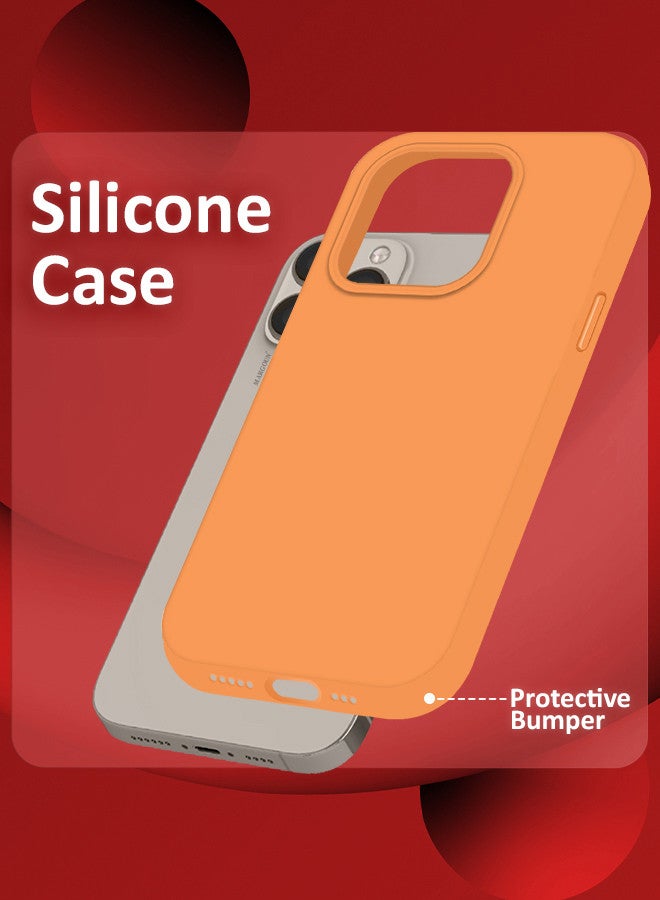 MARGOUN iPhone 15 Pro Case Silicone Case Full Body Protective Cover Shockproof Slim Phone Case Anti-Scratch Soft Microfiber Lining Orange - Image 5