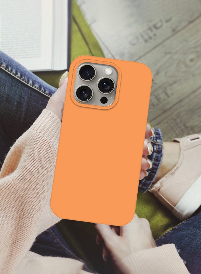 MARGOUN iPhone 15 Pro Case Silicone Case Full Body Protective Cover Shockproof Slim Phone Case Anti-Scratch Soft Microfiber Lining Orange - Image 3