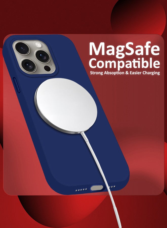 MARGOUN iPhone 15 Pro Case Silicone Case Full Body Protective Cover Shockproof Slim Phone Case Anti-Scratch Soft Microfiber Lining Blue - Image 2