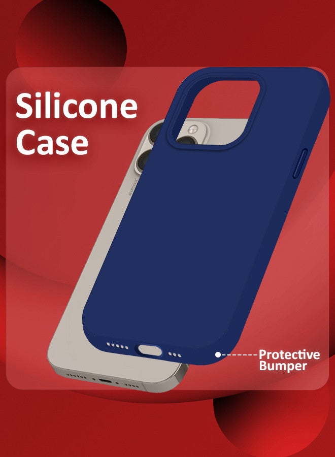 MARGOUN iPhone 15 Pro Case Silicone Case Full Body Protective Cover Shockproof Slim Phone Case Anti-Scratch Soft Microfiber Lining Blue - Image 5