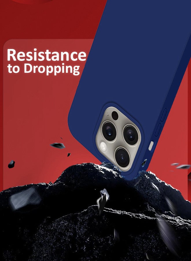 MARGOUN iPhone 15 Pro Case Silicone Case Full Body Protective Cover Shockproof Slim Phone Case Anti-Scratch Soft Microfiber Lining Blue - Image 4